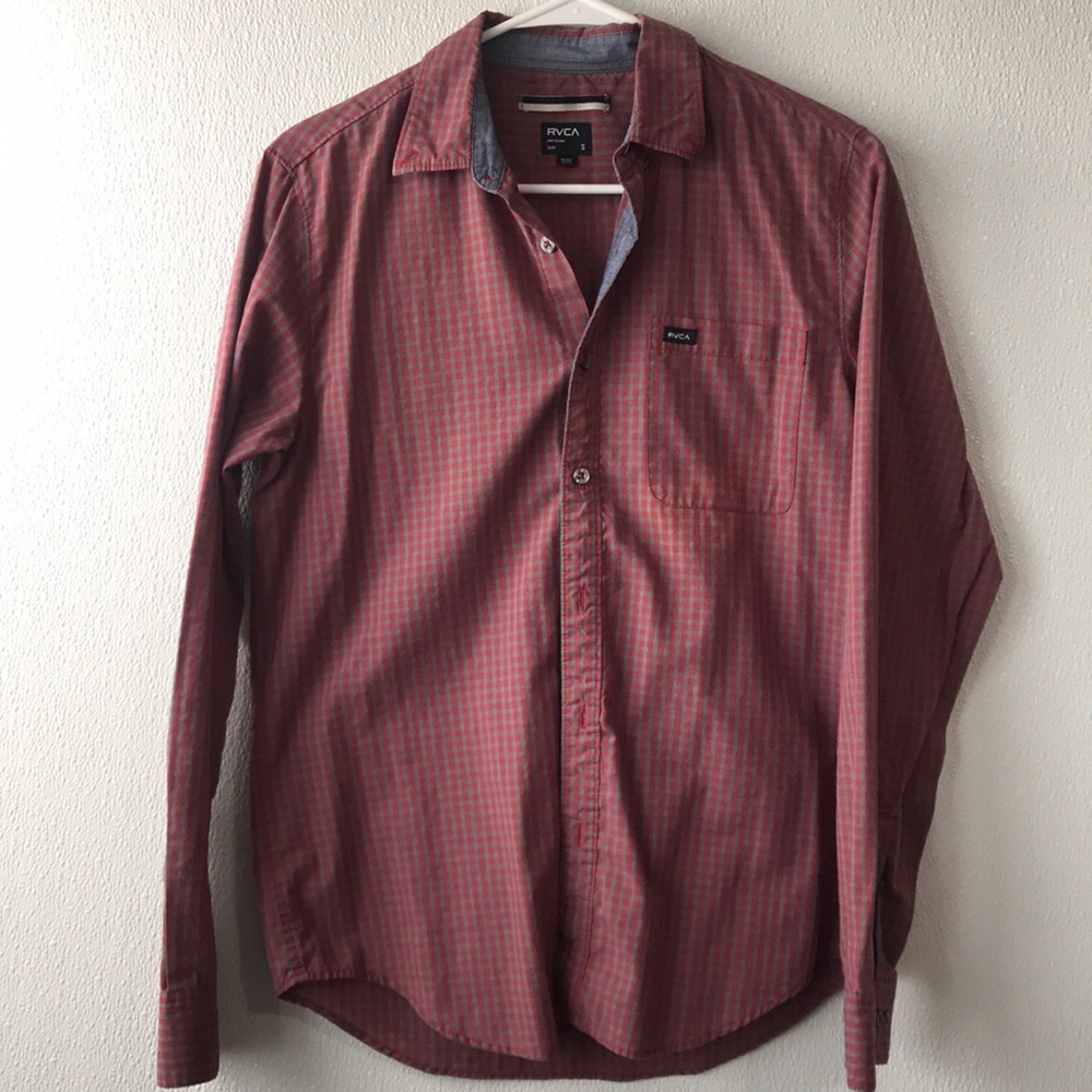 RVCA Small Slim Fir Men’s Plaid Button Up